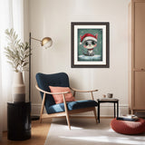 Christmas Cat with Santa Hat Cross Stitch Pattern
