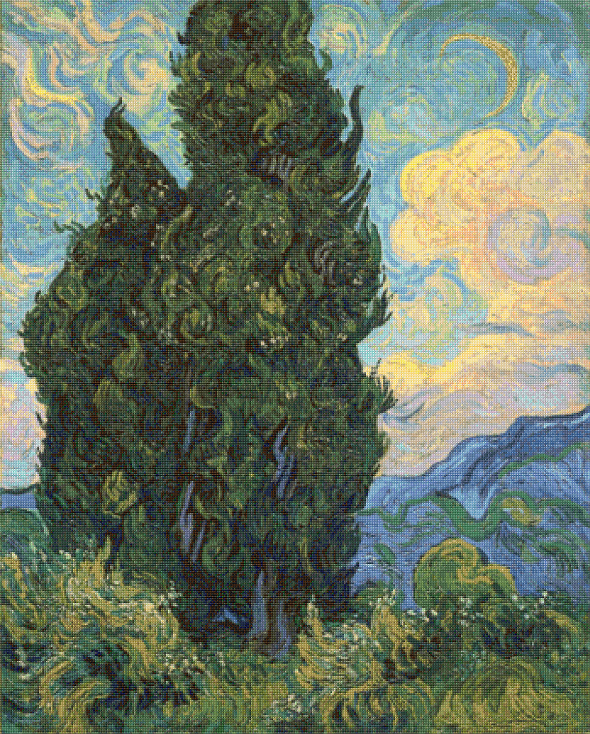 Cypresses – van Gogh Cross Stitch Pattern