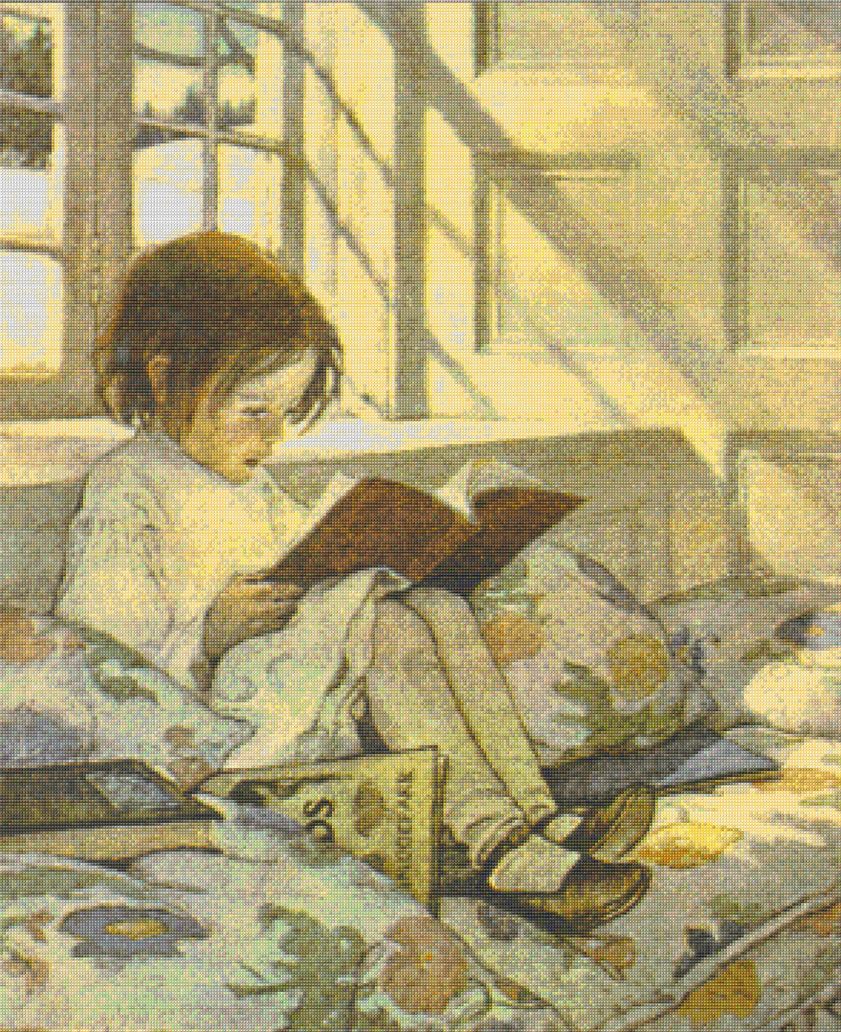 Girl Reading aka Picture Books in Winter - Smith Cross Stitch Pattern