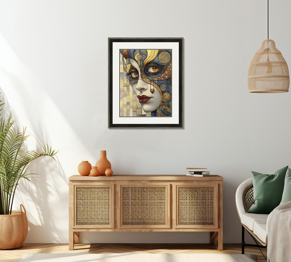 Golden Mosaic Fantasy Woman Cross Stitch Pattern