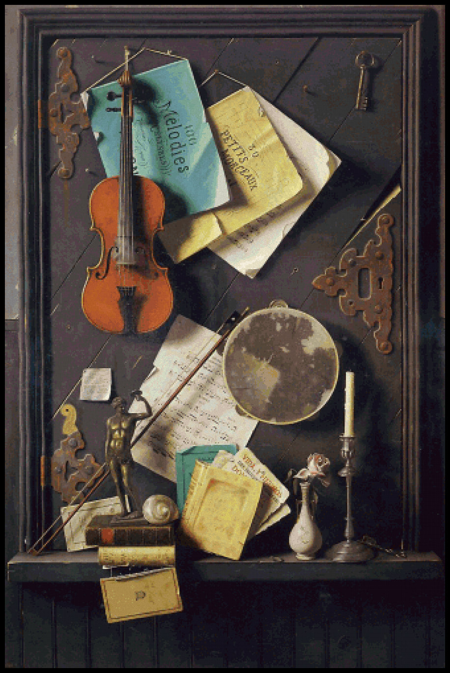 The Old Cupboard Door William Michael Harnett Cross Stitch Pattern