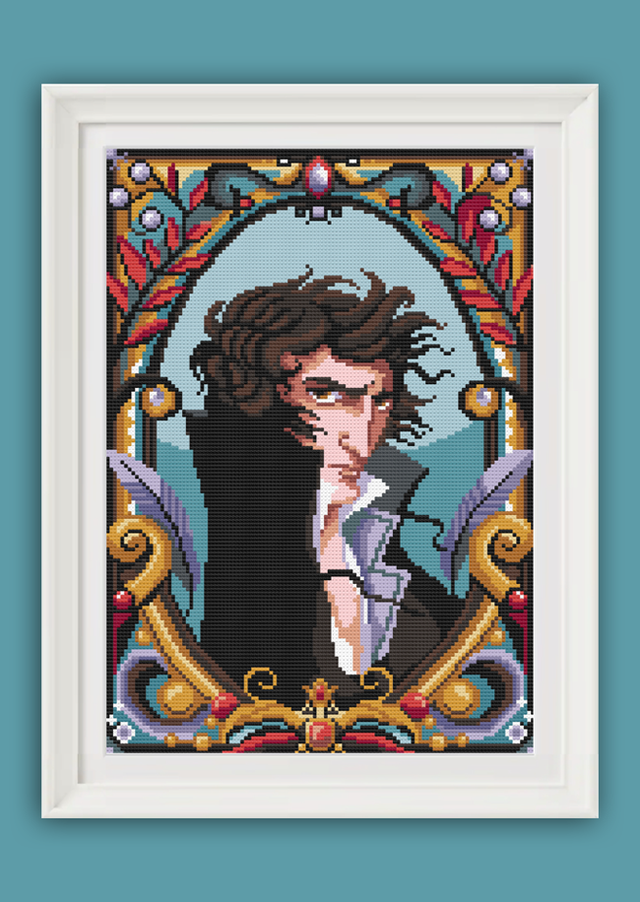 Heathcliff Portrait Emily Brontë Wuthering Heights Cross Stitch Pattern