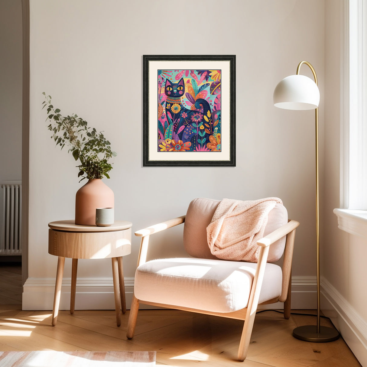 Hippie Floral Cat – Colorful Boho Cross Stitch Pattern