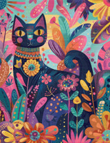 Hippie Floral Cat – Colorful Boho Cross Stitch Pattern