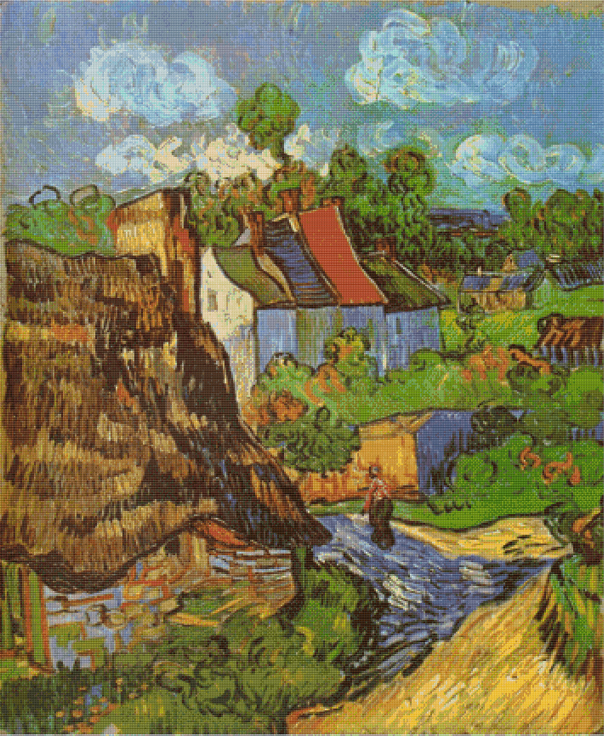 Houses at Auvers – van Gogh Cross Stitch Pattern