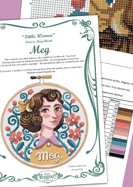 Meg March Little Women Cross Stitch Pattern