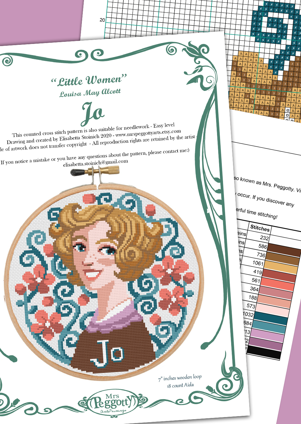 Jo March Little Women Cross Stitch Pattern