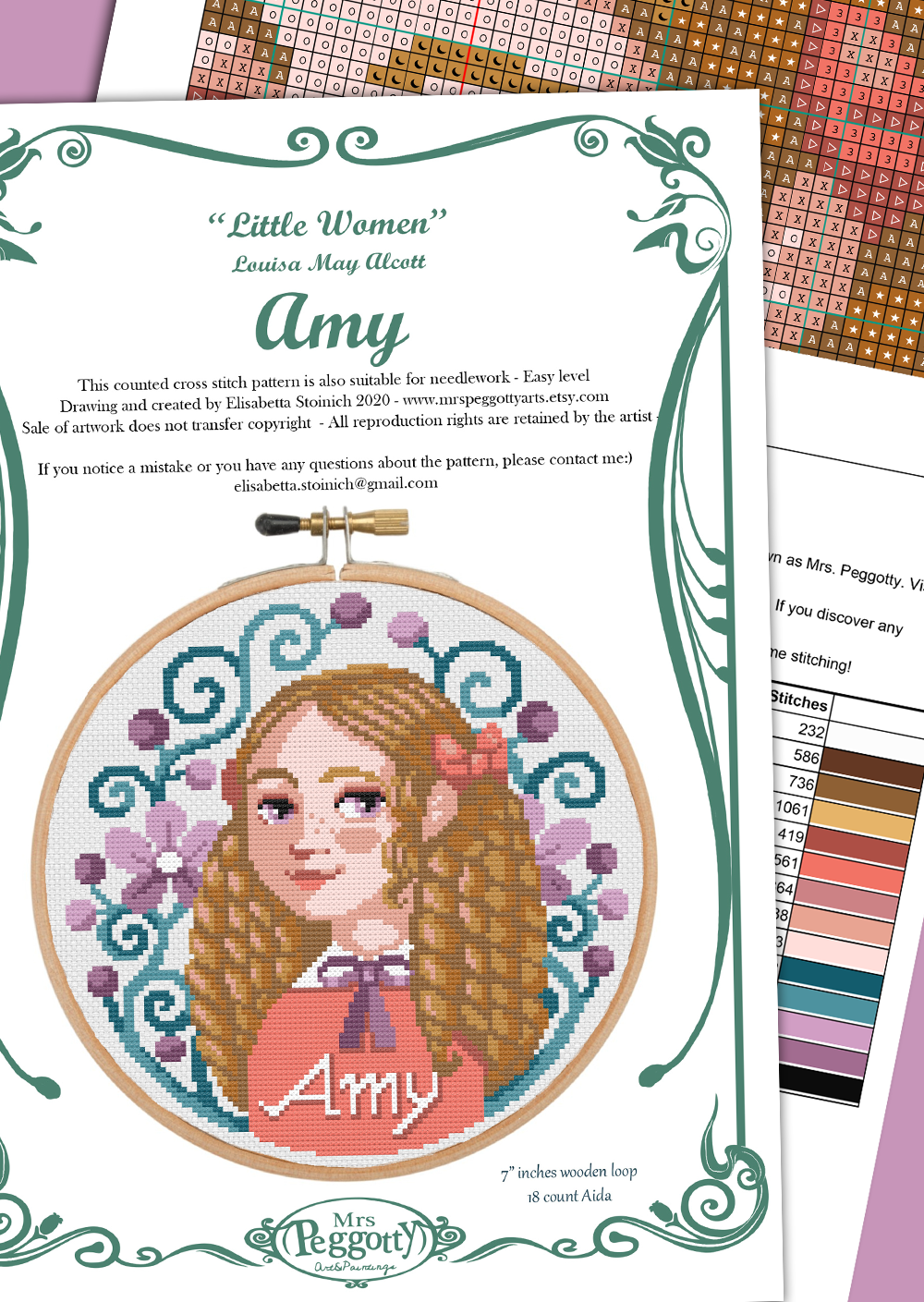 Amy March Little Women Cross Stitch Pattern