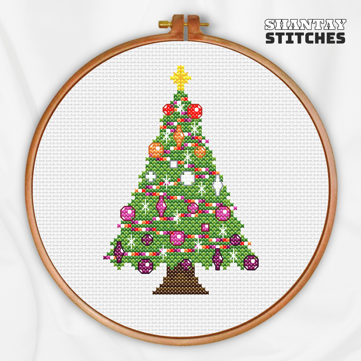 Lesbian Pride Christmas Tree Cross Stitch Pattern