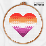 Lesbian Pride Heart Cross Stitch Pattern