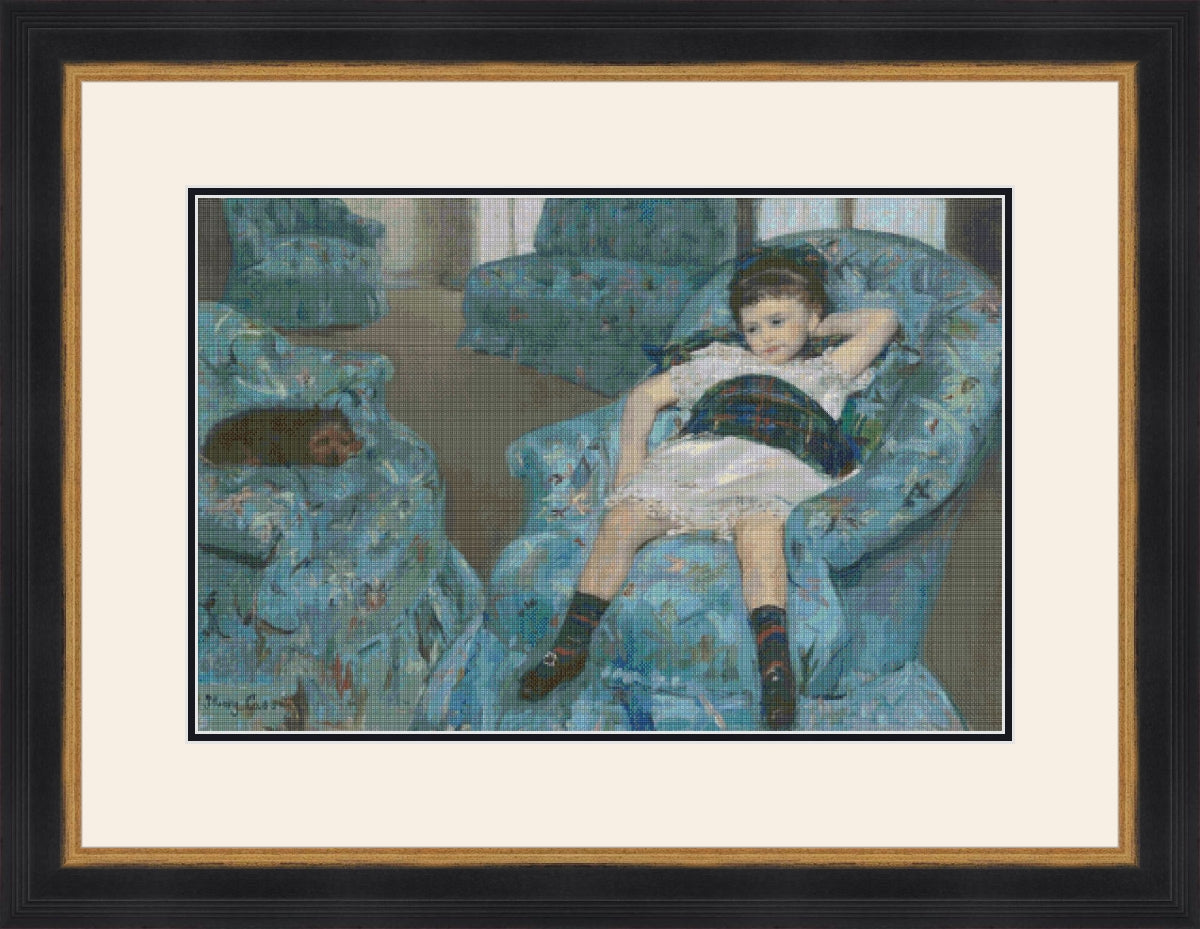 Little Girl in a Blue Armchair Mary Cassatt Cross Stitch Pattern