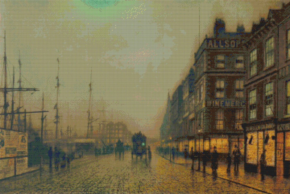 Liverpool Quay by Moonlight Grimshaw Cross Stitch Pattern