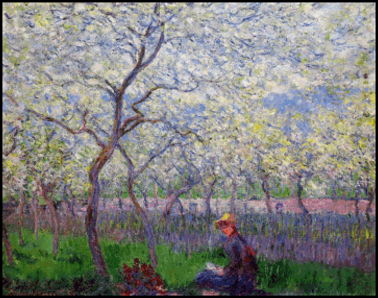 An Orchard in Spring Claude Monet Cross Stitch Pattern