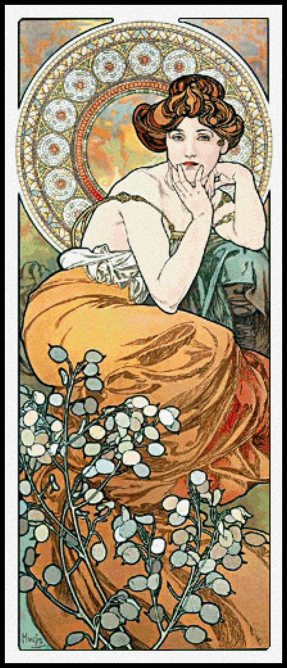 Topaz Alphonse Mucha Cross Stitch Pattern