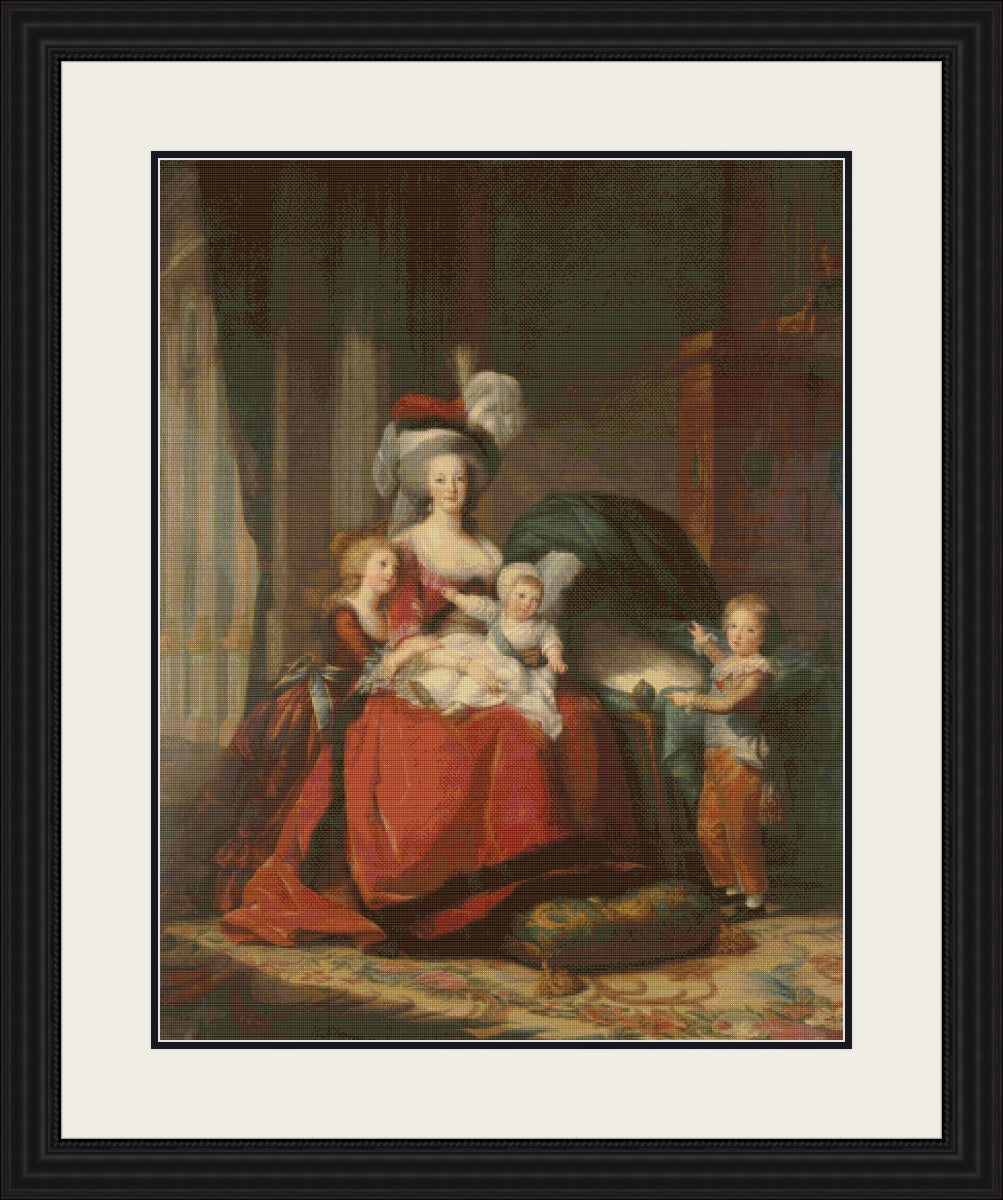 Marie Antoinette and Her Children Élisabeth Vigée Le Brun Cross Stitch Pattern