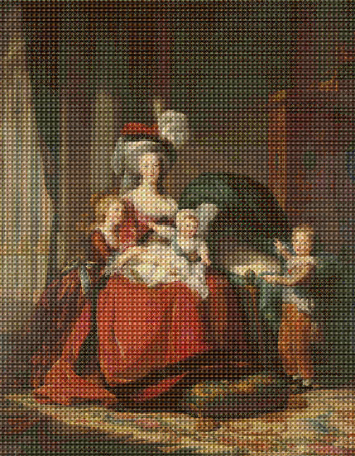 Marie Antoinette and Her Children Élisabeth Vigée Le Brun Cross Stitch Pattern