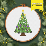 Nonbinary Pride Christmas Tree Cross Stitch Pattern