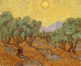 Olive Trees with Yellow Sky and Sun Cross Stitch Pattern