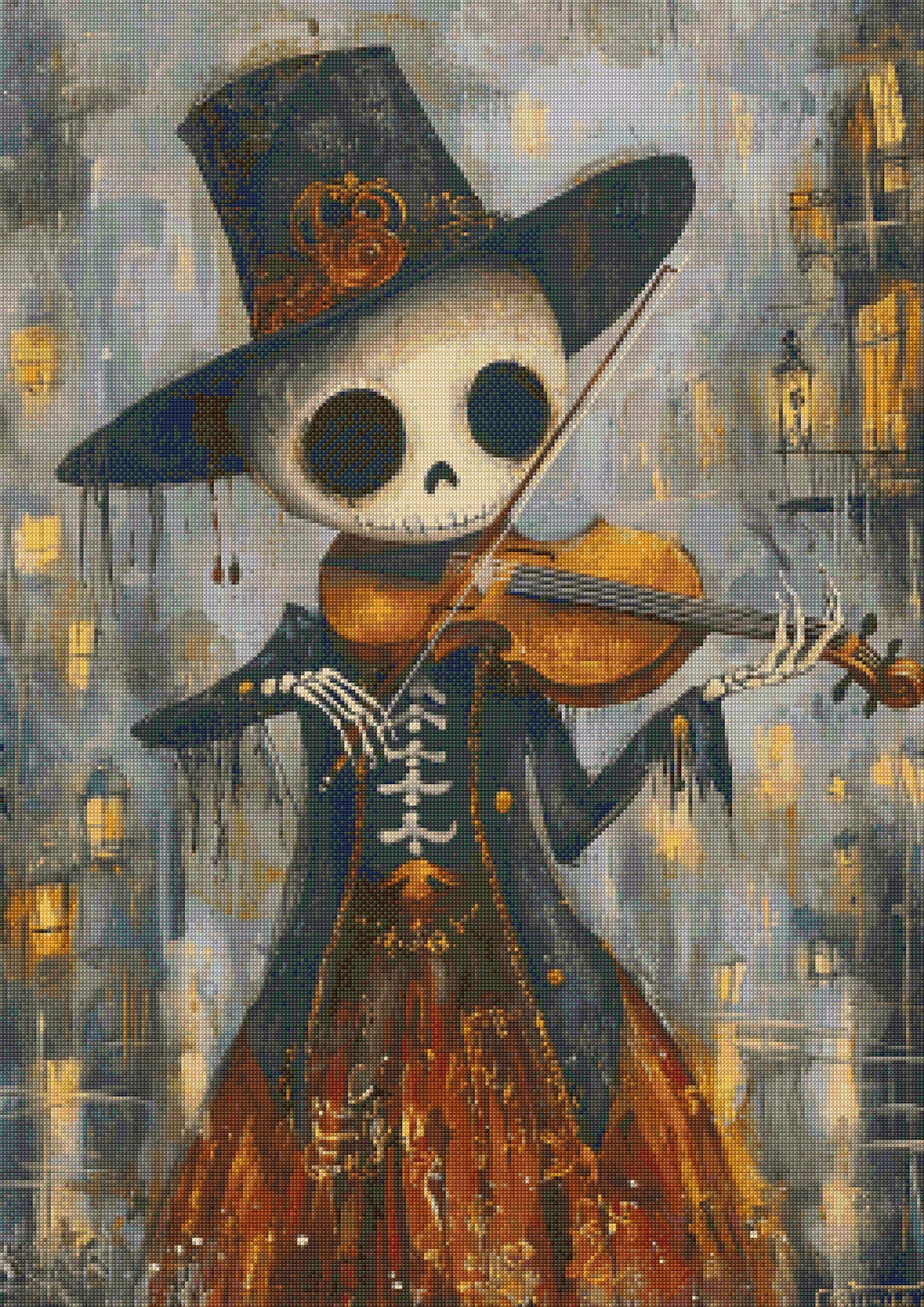 Phantom Skeleton Fiddler Cross Stitch Pattern