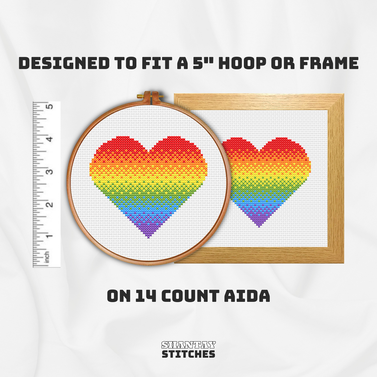 Rainbow Pride Heart Cross Stitch Pattern