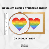 Rainbow Pride Heart Cross Stitch Pattern