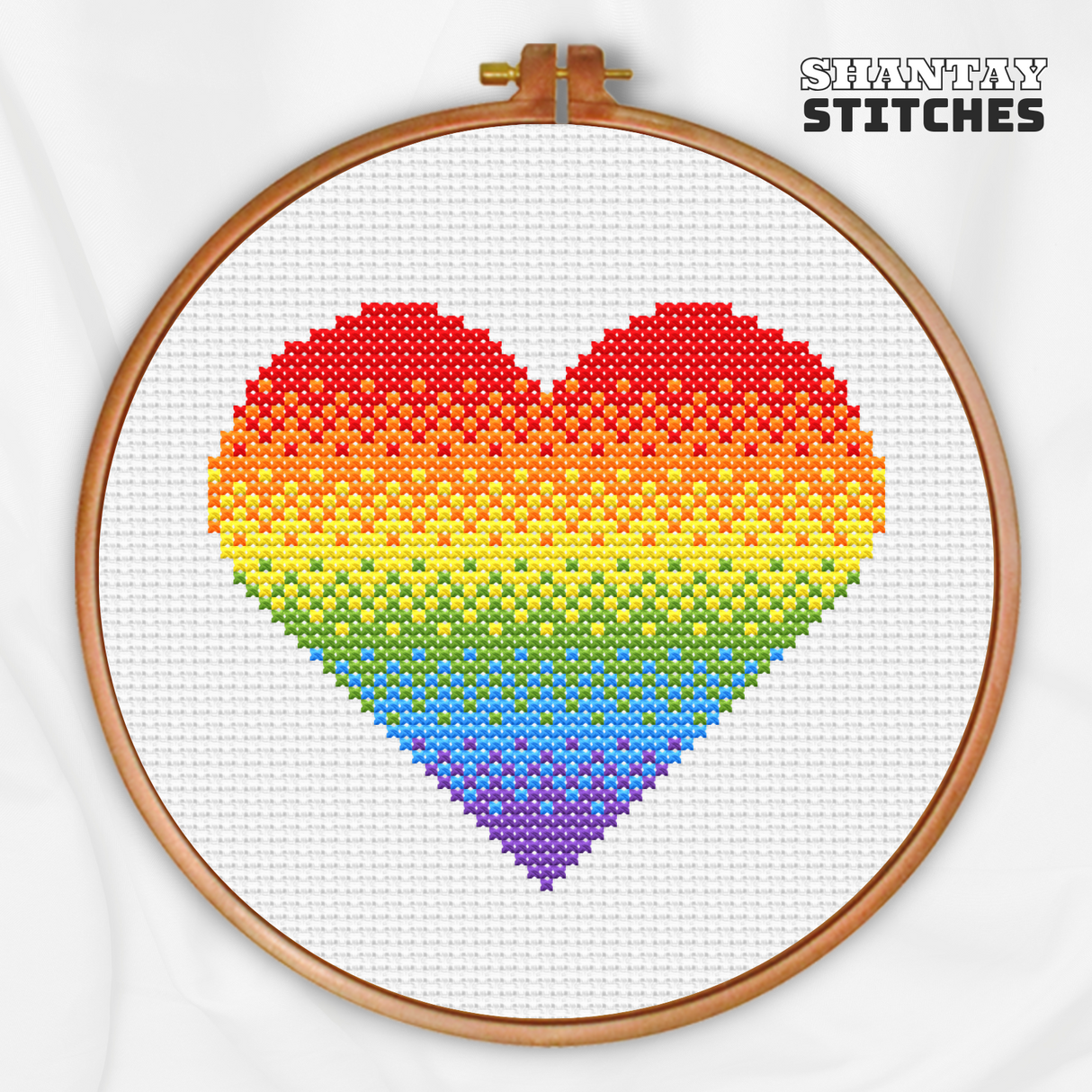 Rainbow Pride Heart Cross Stitch Pattern