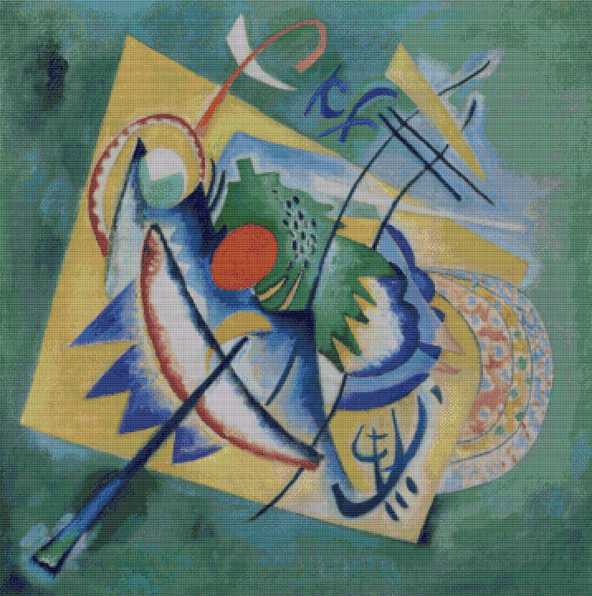 Red Oval Kandinsky Cross Stitch Pattern