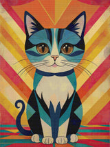 Retro Sunburst Cat Cross Stitch Pattern