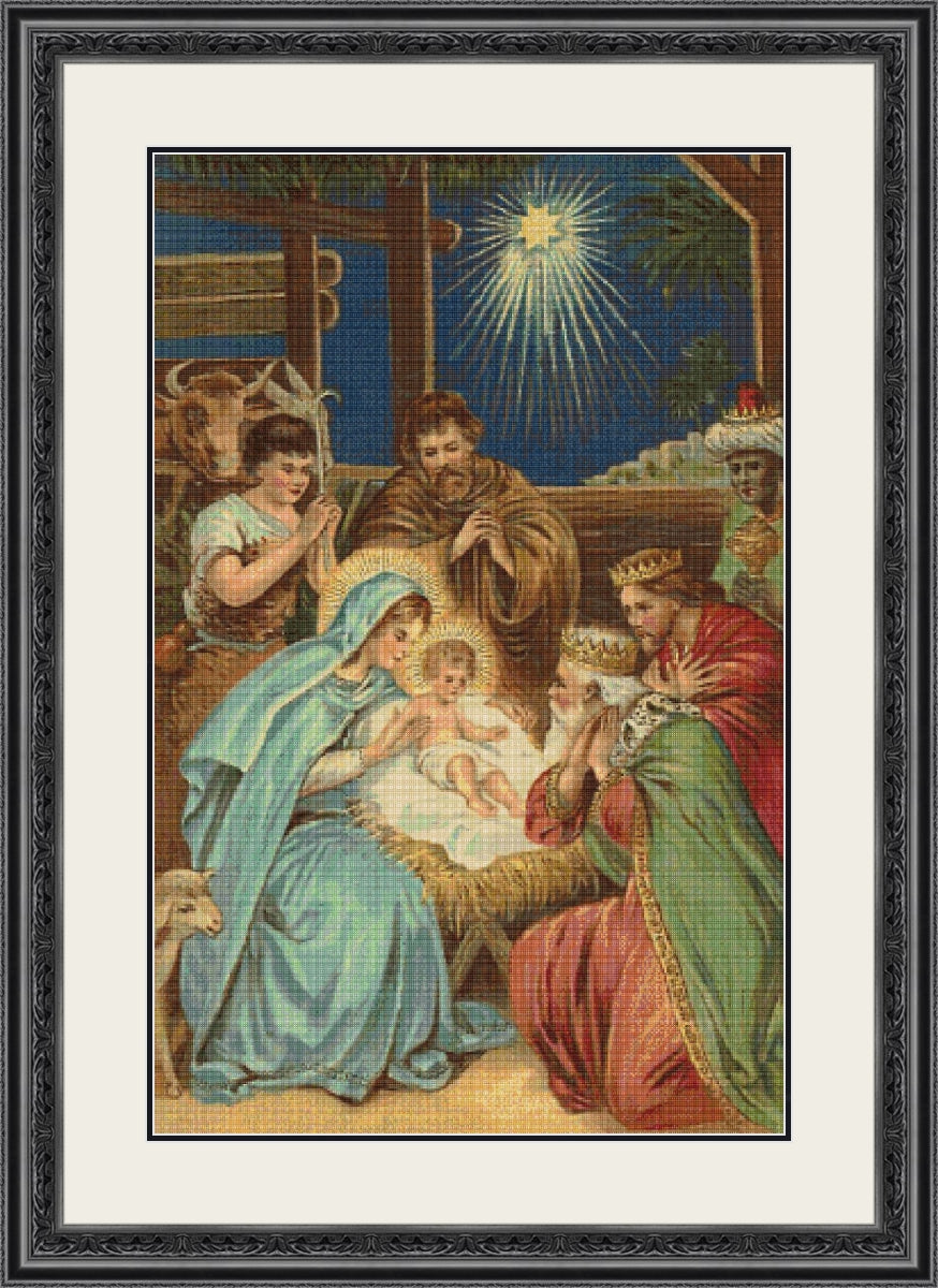 Scene at the Manger Cross Stitch Pattern