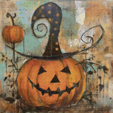 Smiling Pumpkin with Hat Collage Cross Stitch Pattern