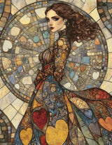 Stained Glass Queen of Hearts Cross Stitch Pattern