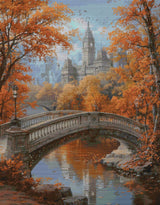 Stone Bridge in Autumn Cross Stitch Pattern
