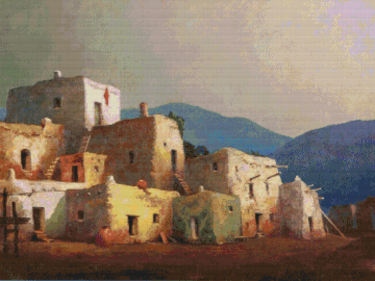 Taos Pueblo Sparks Cross Stitch Pattern