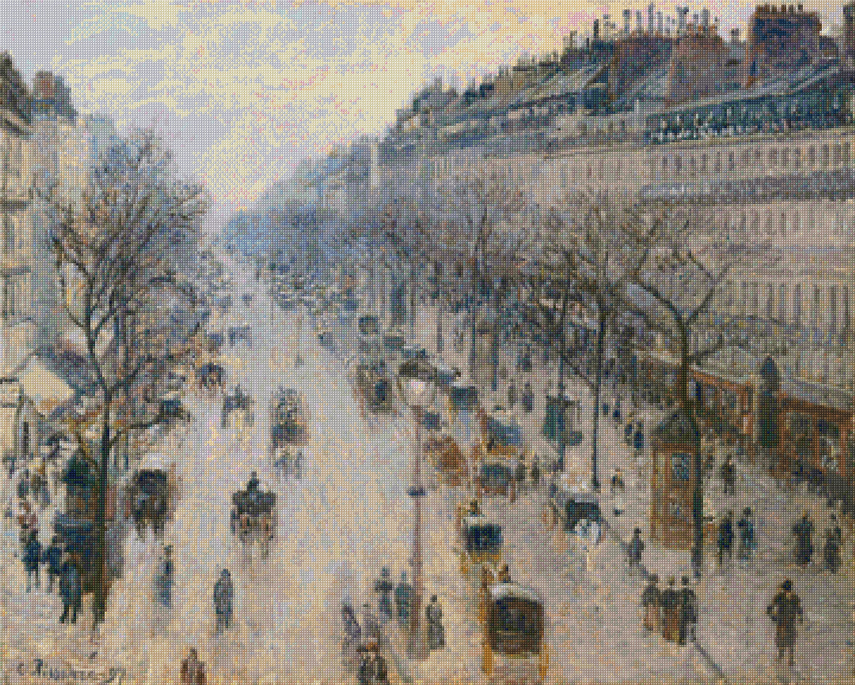 The Boulevard Montmartre on a Winter Morning Pissarro Cross Stitch Pattern