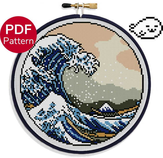 Hokusai – Great Wave of Kanagawa Cross Stitch Pattern