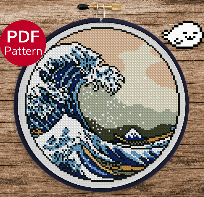 Hokusai – Great Wave of Kanagawa Cross Stitch Pattern