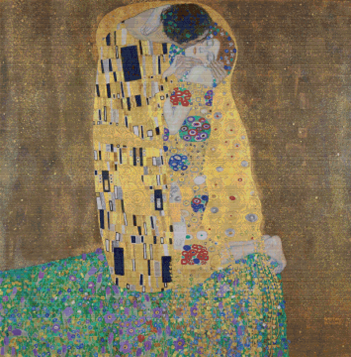 The Kiss Klimt Cross Stitch Pattern