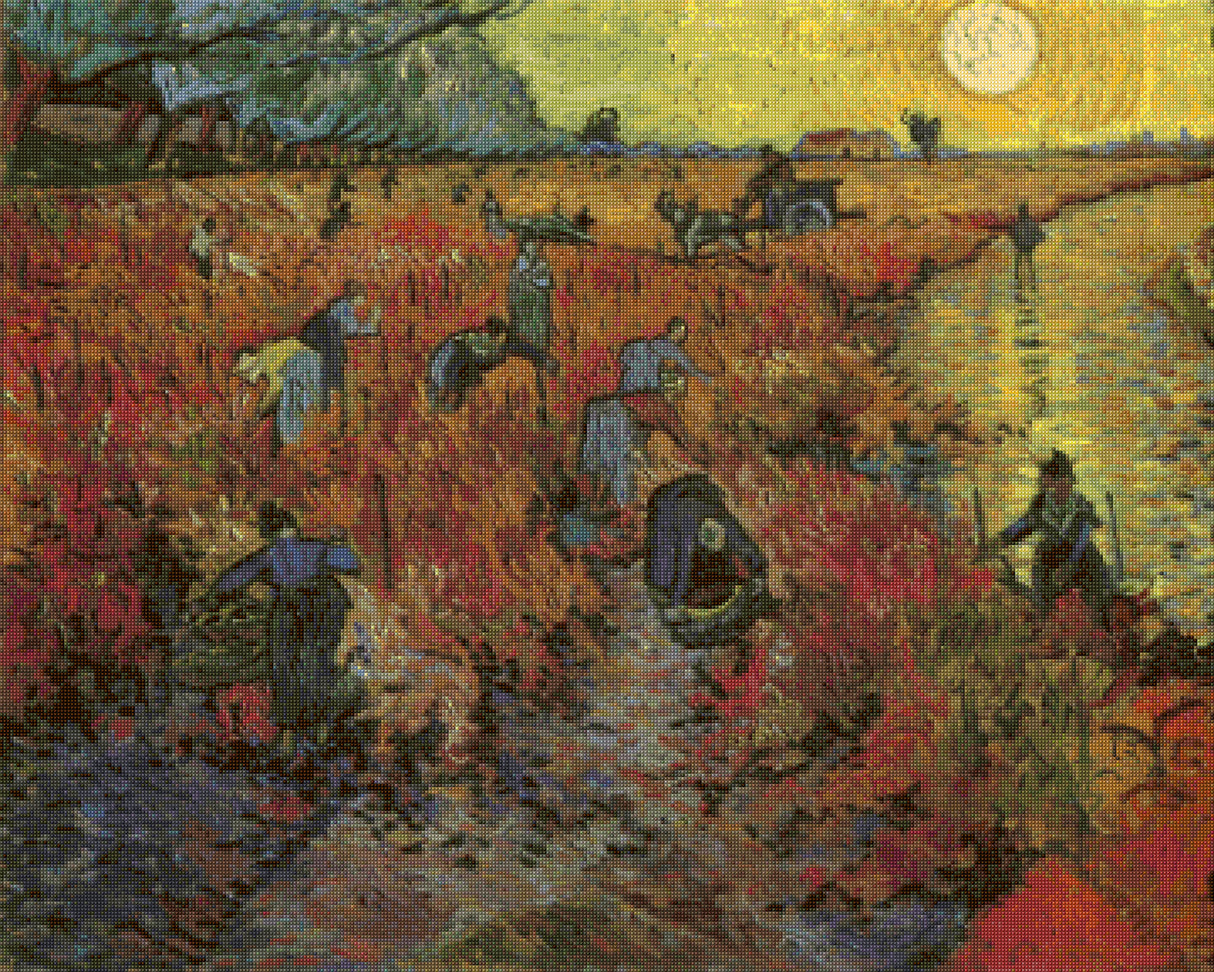 The Red Vineyard at Arles Cross Stitch Pattern