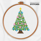 Trans Pride Christmas Tree Cross Stitch Pattern