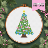 Trans Pride Christmas Tree Cross Stitch Pattern