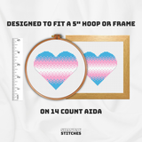 Trans Pride Heart Cross Stitch Pattern