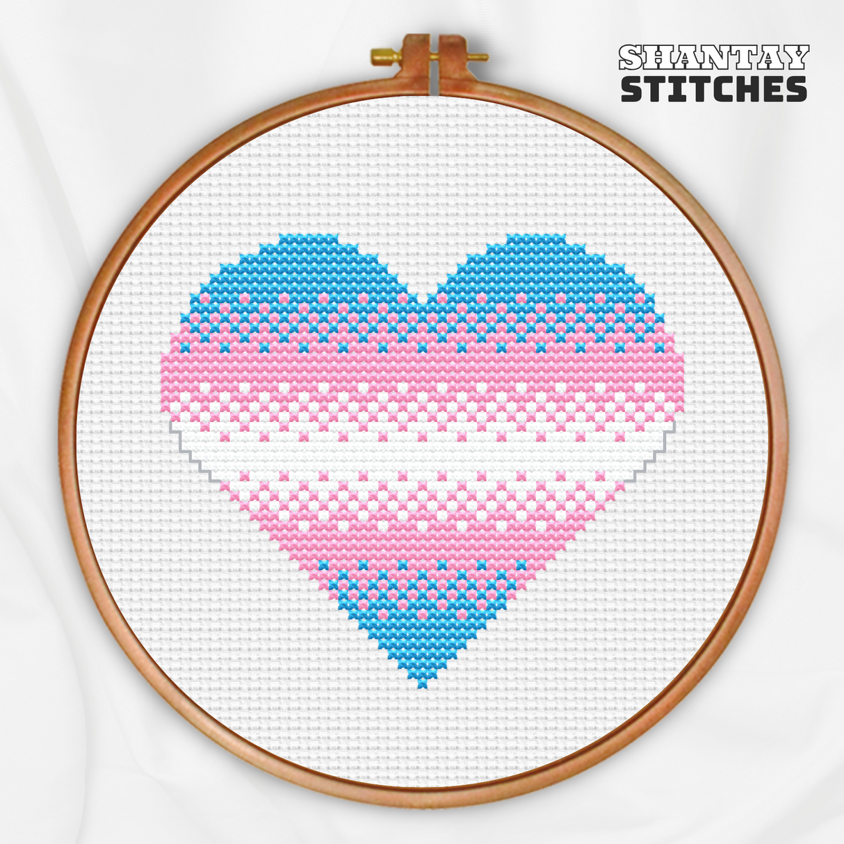 Trans Pride Heart Cross Stitch Pattern