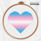 Trans Pride Heart Cross Stitch Pattern