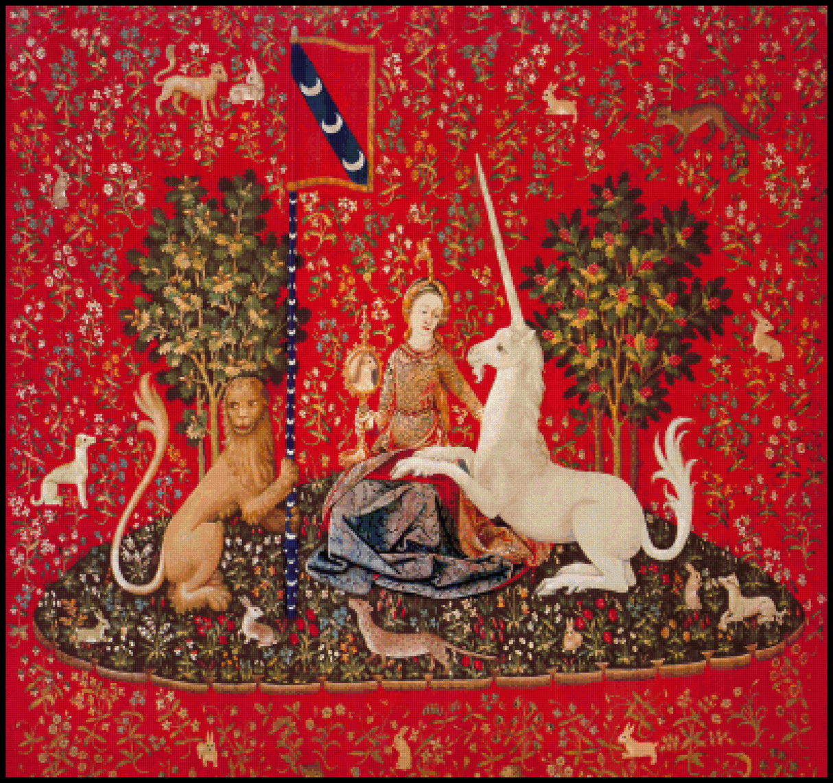Lady with Unicorn Sense of Sight (smaller) Cross Stitch Pattern