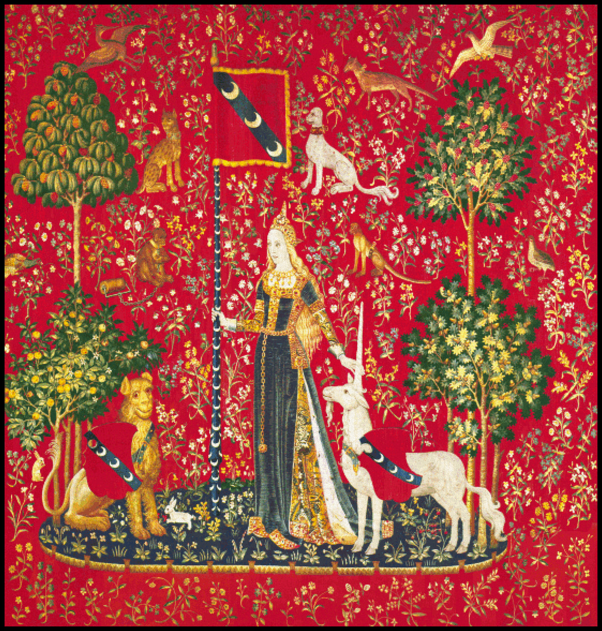 Lady with Unicorn Sense of Touch Cross Stitch Pattern