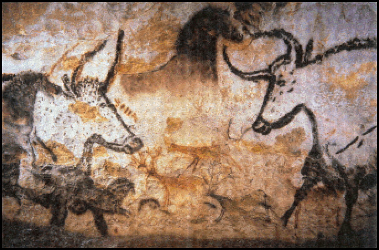 Aurochs Horse and Deer Lascaux Caves Cross Stitch Pattern
