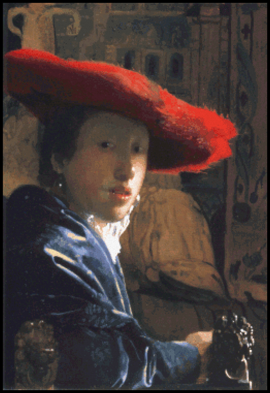 Girl with a Red Hat Cross Stitch Pattern