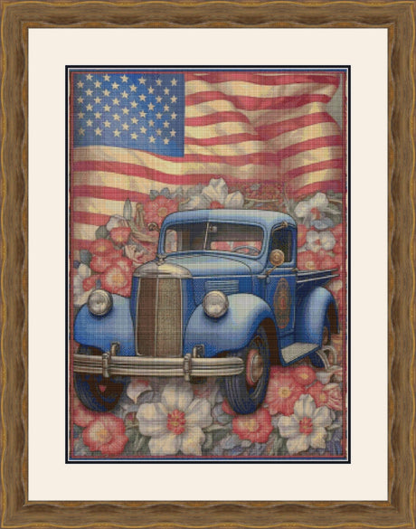 Vintage Americana Pickup Cross Stitch Pattern