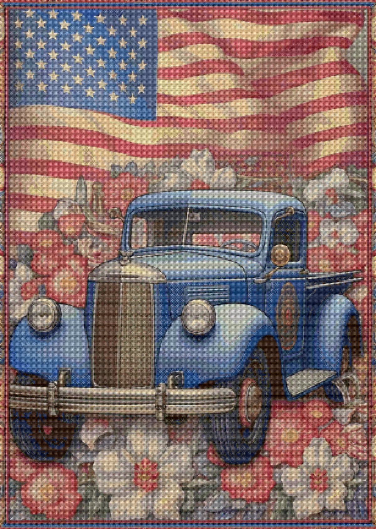 Vintage Americana Pickup Cross Stitch Pattern