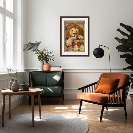 Vintage Sleeping Circus Lion Cross Stitch Pattern